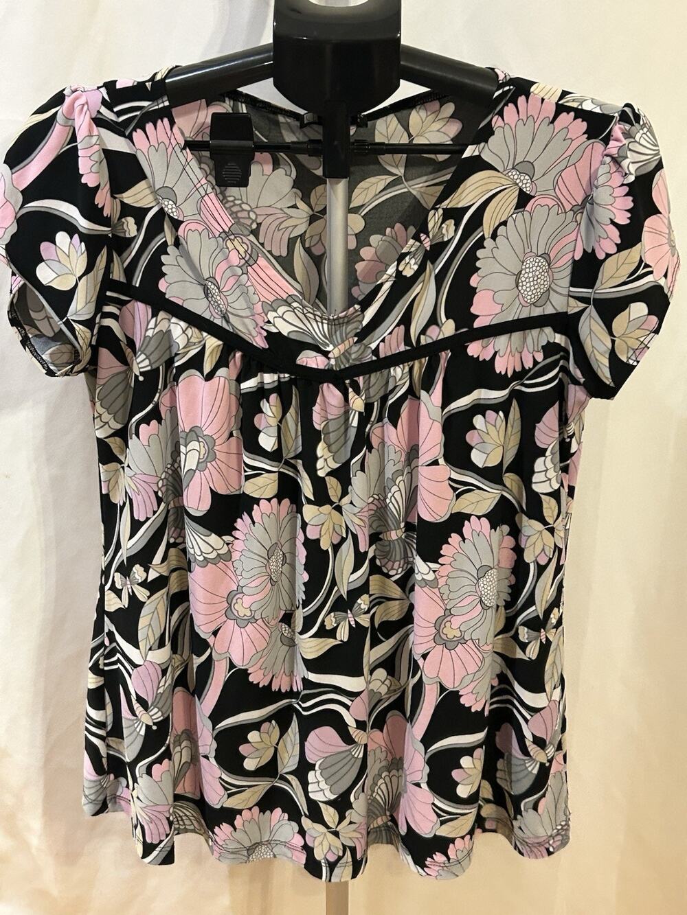 Carole Little Floral Short Sleeve Blouse size XL